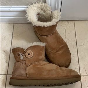 UGG® Mini Bailey Button II Suede Booties